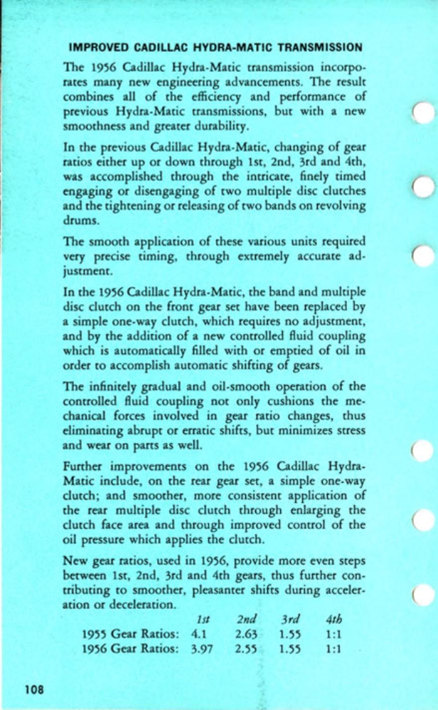 1956 Cadillac Salesmans Data Book Page 107